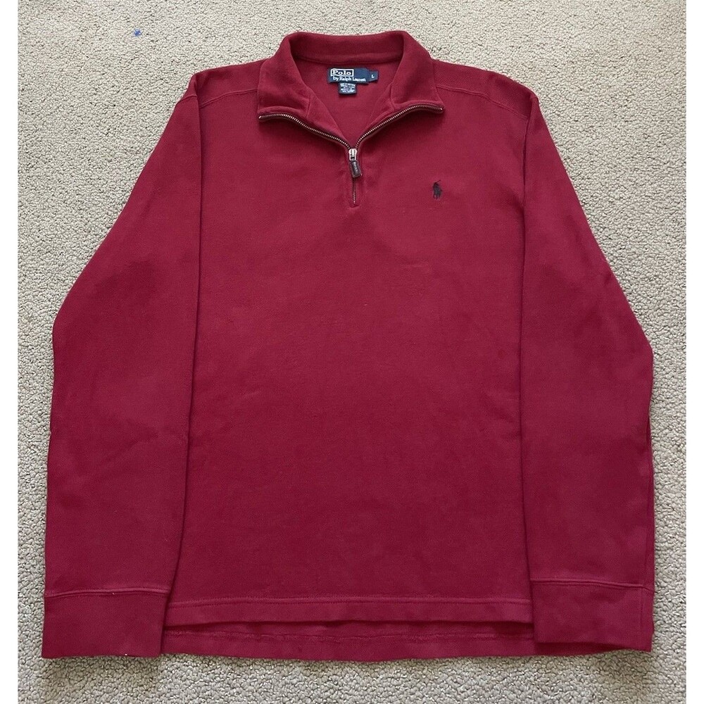 Polo Ralph Lauren Quarter Zip Mens L Burgundy Cotton Pony